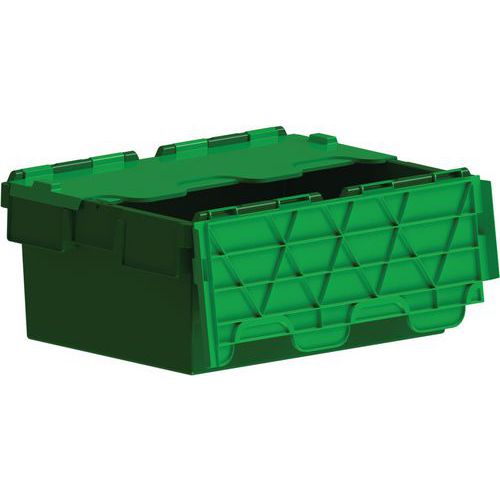 Totebox - Bac de manutention 40L Vert avec couvercle attaché - Robuste et Éco-responsable