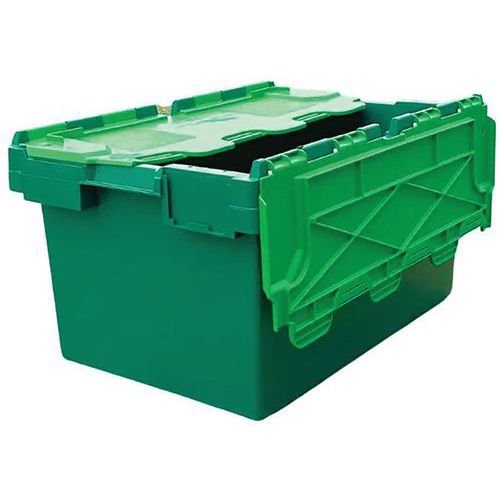 Totebox - Bac de manutention 80L Vert avec couvercle attaché - Charge max 80kg - Éco-responsable