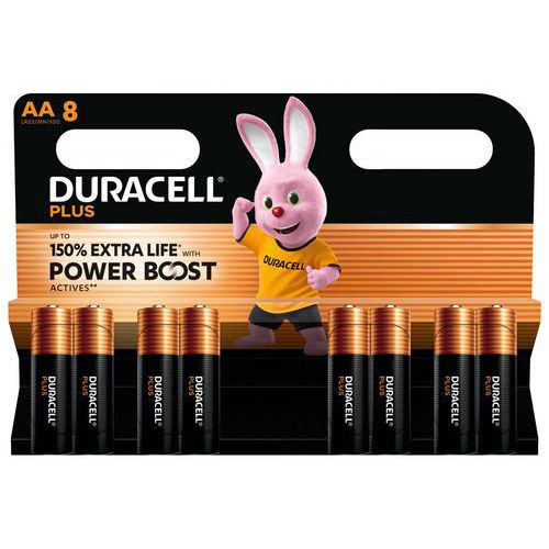 Duracell - Piles Alcalines AA Plus Powerboost - Lot de 8 - 1.5V - Éco-responsable