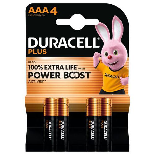 Duracell - Piles AAA Plus Powerboost - Lot de 4 - Alcaline 1.5V - Recyclable