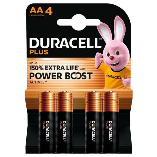 Duracell - Piles Alcalines AA Plus Powerboost - Lot de 4 - Haute Performance et Éco-responsable
