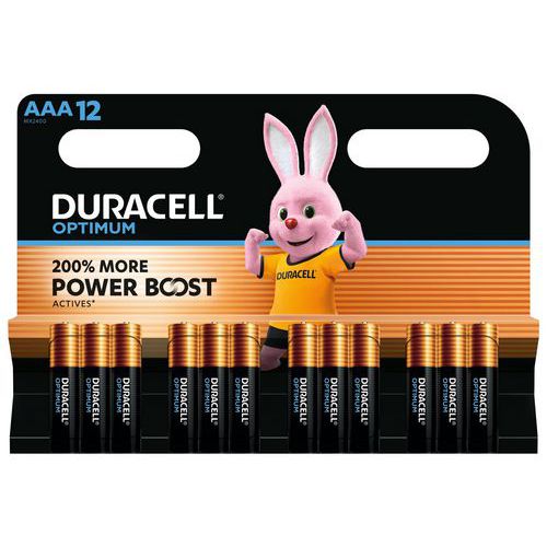 Duracell - Piles AAA Optimum x12 - Alcaline 1.5V - Haute Performance et Éco-responsable