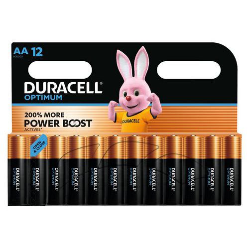 Duracell - Piles Optimum AA LR6 x12 - 1.5V Alcaline - Haute Performance et Éco-responsable