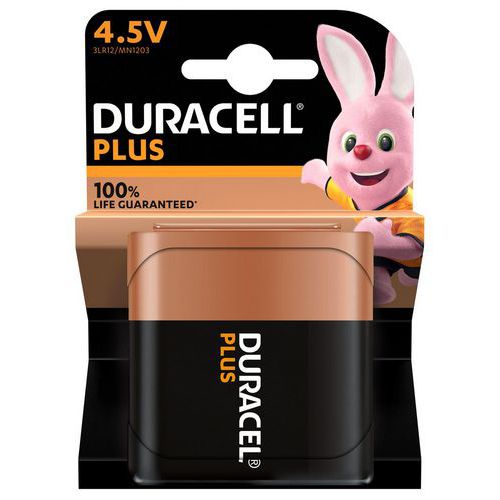 Duracell - Pile Alcaline 4.5V Plus 100% - 1 unité - Technologie fiable et longue durée