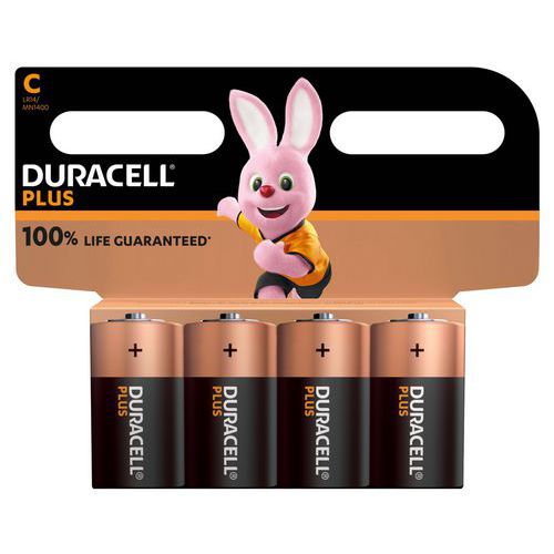 Duracell - Piles Alcalines C Plus 100% - Lot de 4 - Longue durée et Fiabilité