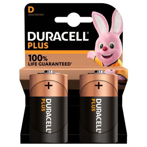 Duracell - Piles Alcalines D Plus 100% - Lot de 2 - Longue durée et Fiables