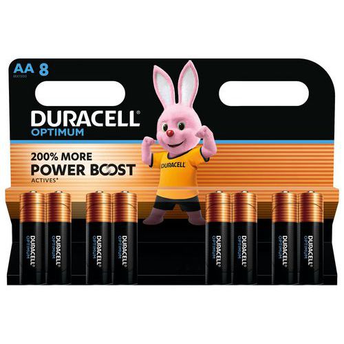 Duracell - Piles Alcalines Optimum AA LR6 x8 - Haute Performance Éco-responsable
