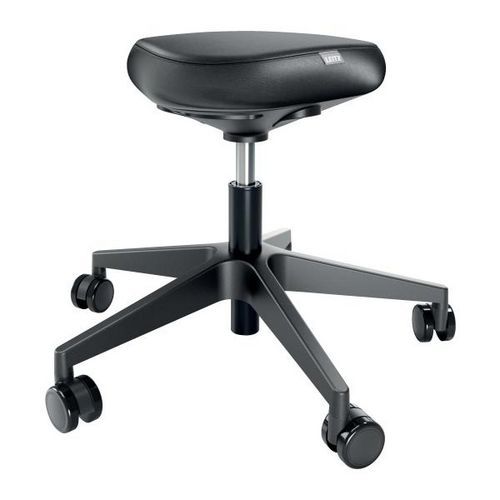 Leitz - Tabouret Siège Confort Noir avec Roues - Hauteur Réglable 46-59 cm - Charge Max 110 kg
