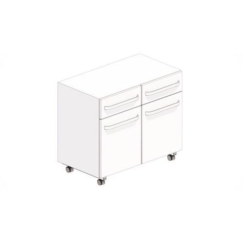Meuble sous-paillasse 2 tiroirs 2 portes Blanc - 835mm Largeur - Charge 40kg - Livré monté
