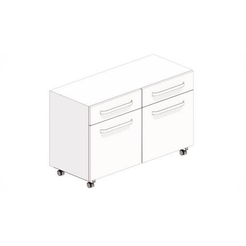 Meuble sous-paillasse Blanc 2 tiroirs 2 portes 1120mm - Charge 40kg - Livré monté - 2 tablettes