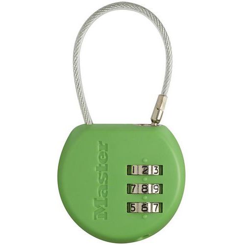 Master Lock - Cadenas porte-adresse 4671EUR - Anse 3mm - 3 molettes - 89mm de longueur - Sécurité et identification facile