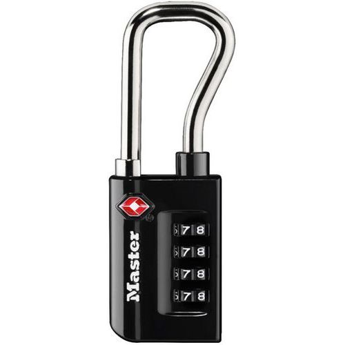 Master Lock - Cadenas à combinaison programmable 4696EUR pour bagages - Anse 6mm - 4 molettes - Sécurité voyage
