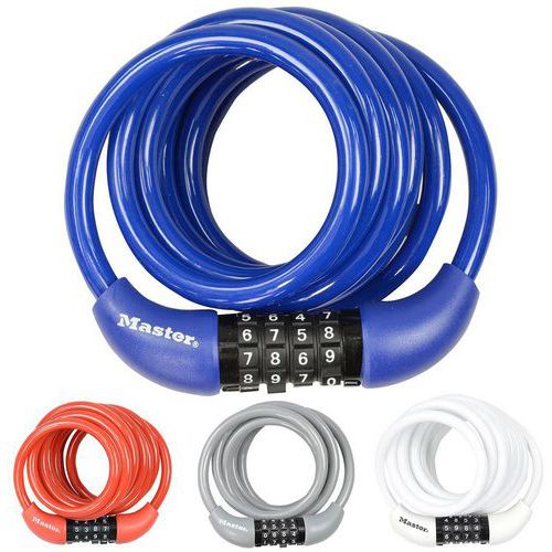 Lot de 4 - Câble Antivol Pour Vélo À Combinaison - Bleu