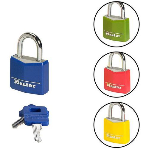Master Lock - Cadenas à clé 9141EURD - Protection vinyle coloré - 32mm - 2 clés incluses