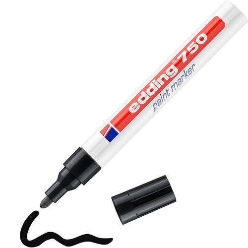 Edding - Marqueur Peinture E750 Noir Pointe 2-4mm - Résistant Industrie & Humidité - Idéal Marquage Professionnel