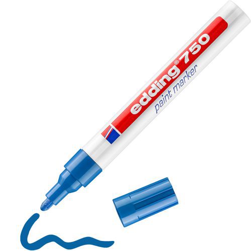 Edding - Marqueur peinture E750 Bleu - Pointe 2-4 mm - Résistant haute température