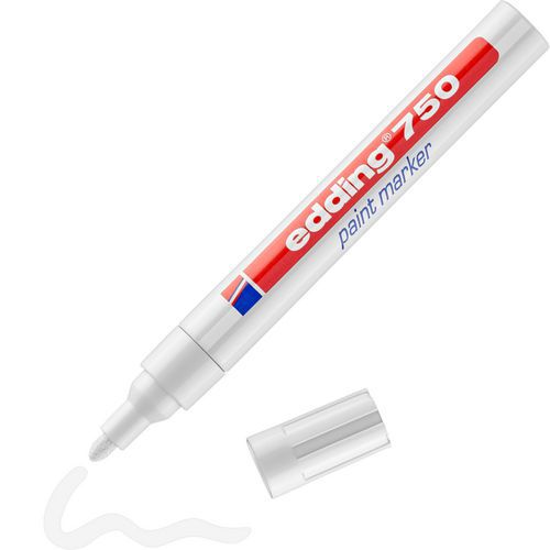 Edding - Marqueur Peinture E750 Blanc - Pointe 2-4 mm - Résistant Haute Température 400°C