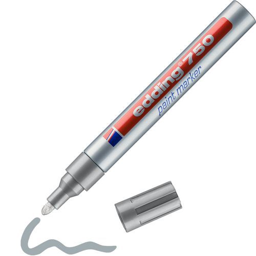 Edding - Marqueur peinture E750 argent - Pointe ogive 2-4 mm - Résistant haute température