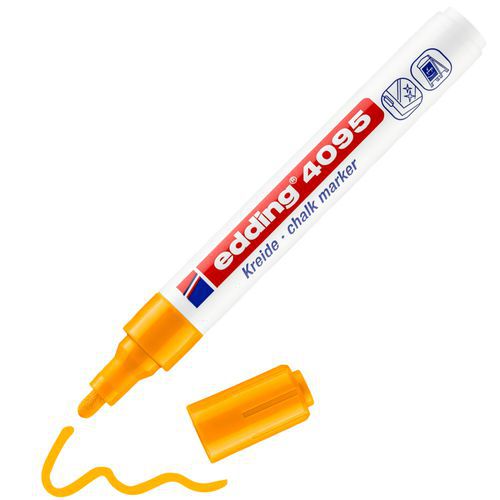 Edding - Marqueur Fenêtre et Ardoise 4095 Orange - Pointe 2-3 mm - Idéal pour Surfaces Lisses