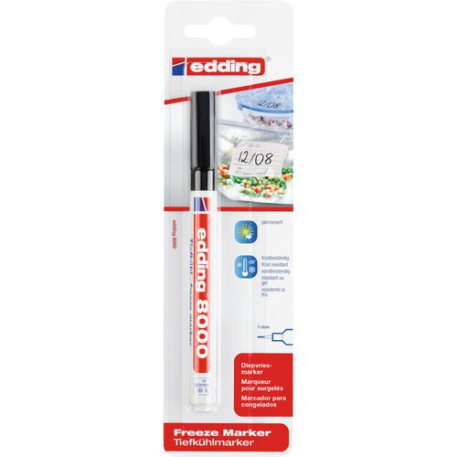 Edding - Marqueur pour surgelés Edding 8000 Noir - Pointe ogive 1mm - Idéal pour congélateur