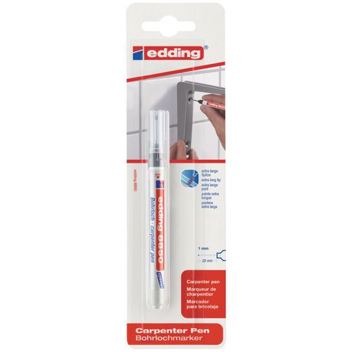 Edding - Marqueur Charpentier 8850 Noir Pointe Fine Extra-allongée - Idéal pour le Marquage Industriel