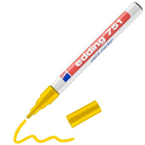 Edding - Marqueur Peinture E751 Jaune - Trait 1-2 mm - Pointe Ogive - Idéal Industrie & Bureau