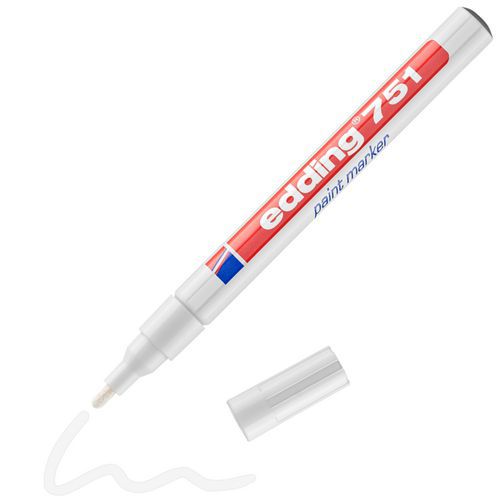 Edding - Marqueur peinture E751 blanc - trait 1-2 mm - Idéal pour toutes surfaces