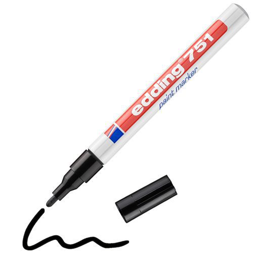 Edding - Marqueur peinture E751 noir - Pointe 1-2 mm - Idéal pour surfaces diverses