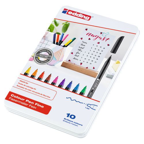 Edding - Lot de 10 feutres Edding 1200 Color Pen - Couleurs assorties - Idéal pour le coloriage