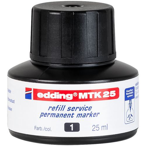 Edding - Recharge d'encre pour marqueur permanent - Noir 25 mL - Séchage rapide et longue durée