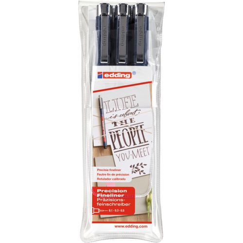 Lot de 3 - Feutre Fin Edding 1800 Noir