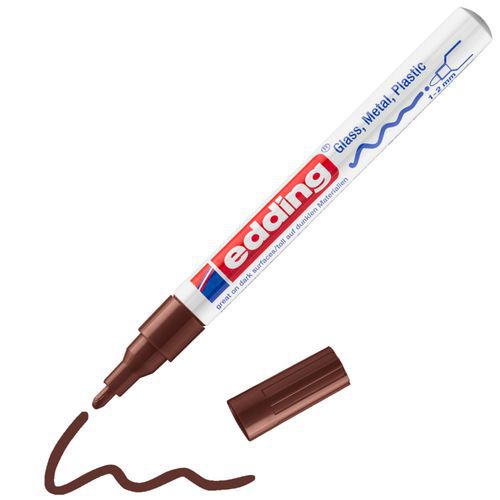 Edding - Marqueur peinture 751 - Marron - Pointe ogive 1-2 mm - Idéal pour marquage durable
