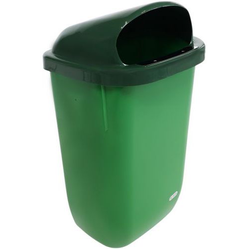 Manutan Expert - Poubelle Urbaine XERIOS 50L Vert - Extérieur Plastique - 78cm Hauteur - Robuste et Durable