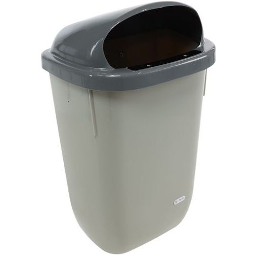 Manutan Expert - Poubelle Urbaine XERIOS 50L Gris - Extérieur - Plastique Polypropylène - Ouverture Fente - 78x34x43cm
