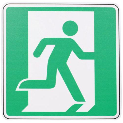 Manutan Expert - Panneau Sortie de Secours Droite PVC 120x120mm Rigide ISO 7010 - Signalétique Sécurité