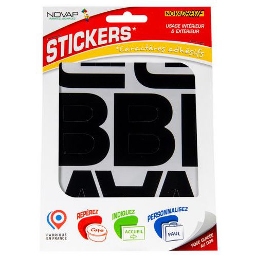Novap - Lettre Adhésive 60mm Noir Vinyle - Signalétique Personnalisée - Durable et Recyclable