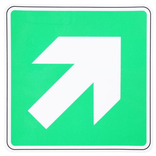 Manutan Expert - Panneau Flèche Évacuation Coin Haut Droit Adhésif 120mm - Signalétique Sécurité ISO 7010