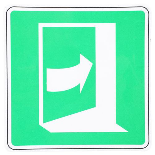 Manutan Expert - Panneau Évacuation Porte Ouverture Côté Droit Adhésif Carré 120x120 mm ISO 7010