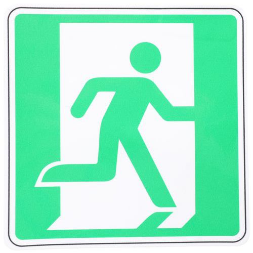 Manutan Expert - Panneau Sortie de Secours Droite Adhésif Carré 120x120 mm - Norme ISO 7010 - Signalétique Évacuation