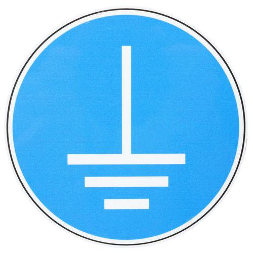 Manutan Expert - Panneau Obligation Mise à la Terre Aluminium Rond 120 mm - Rigide Norme ISO 7010
