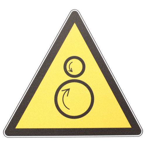 Manutan Expert - Panneau Danger Rouleaux Contrarotatifs - PVC Rigide Triangle - 100 mm - Norme ISO 7010