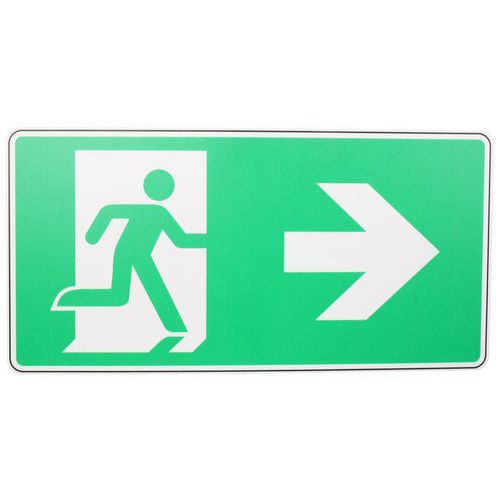 Manutan Expert - Panneau Sortie de Secours Flèche Droite PVC 250x125mm - Signalétique Évacuation Norme ISO 7010 Rigide
