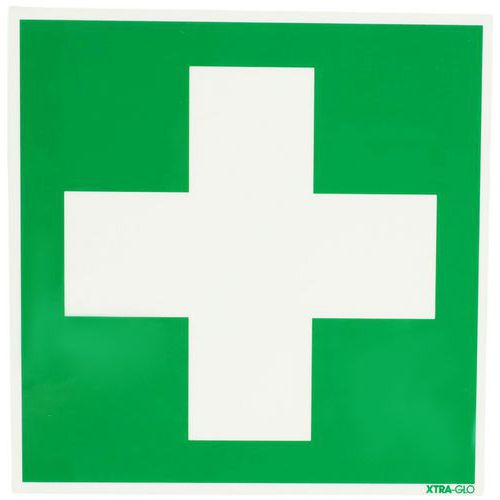 Brady - Panneau Secours Photoluminescent Premiers Secours Rigide Polypropylène 20x20cm