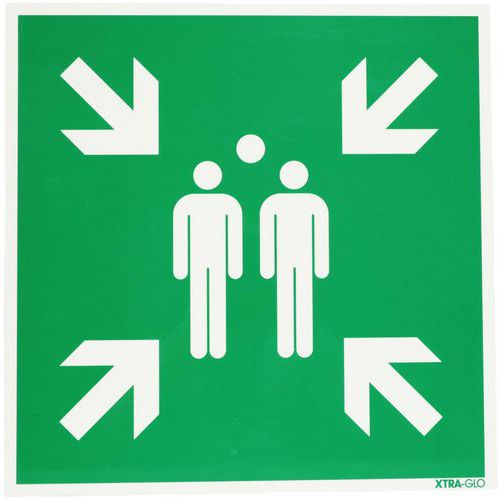 Brady - Panneau Évacuation Point de Rassemblement Photoluminescent Rigide Polypropylène 40x40 cm