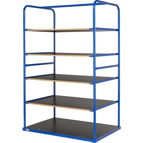 Kongamek - Chariot à étage Rulle 1200x800mm - 4 plateaux - 500kg - Acier laqué bleu