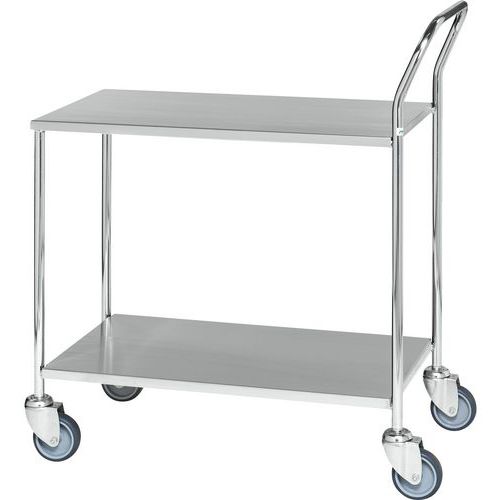 Kongamek - Chariot à plateaux inox 2 niveaux - 840x430x960mm - 200kg - 4 roulettes pivotantes