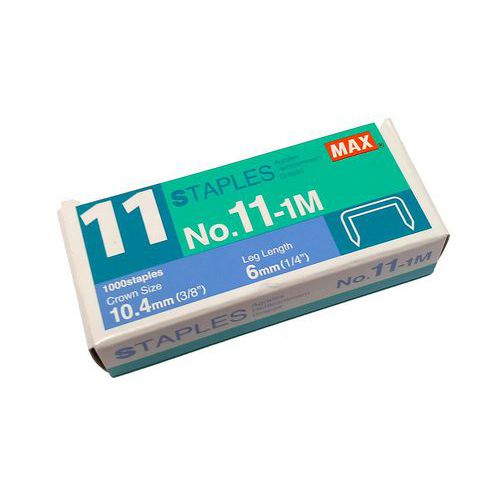 Max - Boîte 1000 agrafes pour agrafeuse BH11F - 6mm x 10.4mm - Compatibilité parfaite