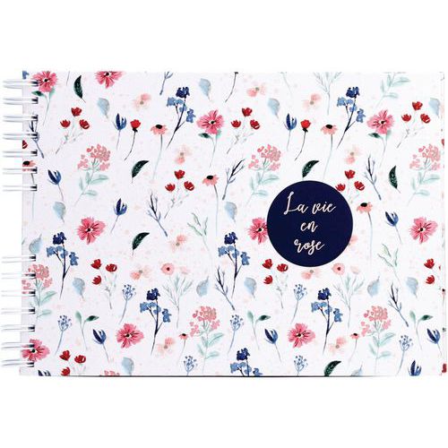 Album Photo Spiralé 50 Pages Blanches De 32x22cm Rose