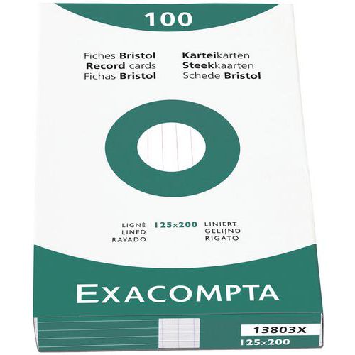 Ã‰tui De 100 Fiches Bristol Lignée 125x200mm Blanc