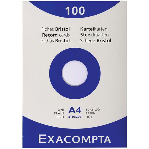 Étui De 100 Fiches Unies Non Perforé 210x297mm De Dimension